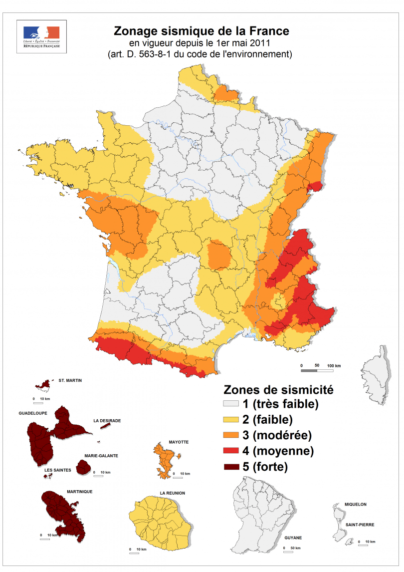 Zonage sismique France